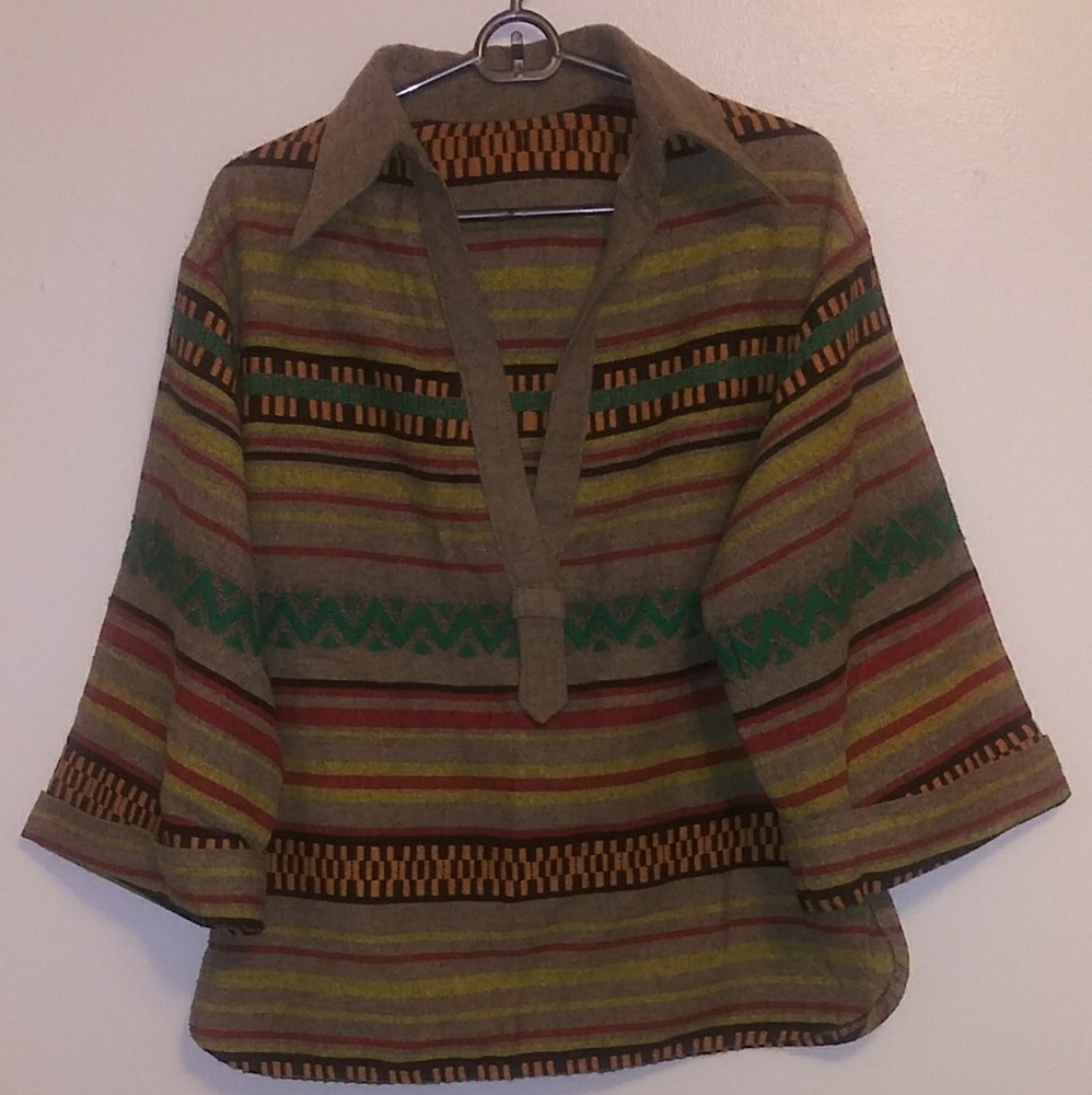 Vintage ILGWU Oversize Collared Hippie Tunic Shirt